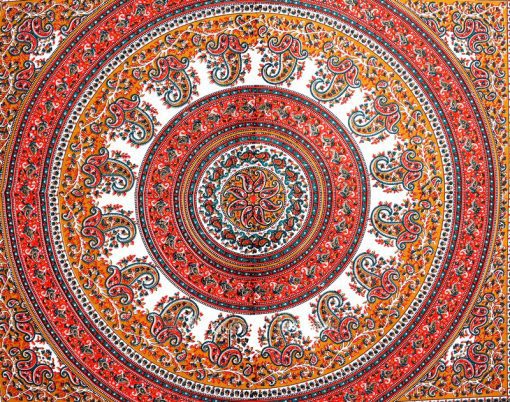 Boho Indian Dorm Bedroom Tapestry Throw Bedding in Mustard Paisley-3817