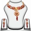 Buy Designer Pendant Set for Women in Red and White Stone-0
