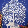 Popular Indian Blue Cotton Elephant Tree Tapestry Wall Hanging for House-0