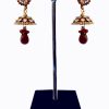 Latest Design Jhumka Earrings for Women in Red Beads and Stones-0