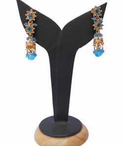 Buy Designer Earrings in Turquoise Colored Stones for Fashionable Women-0