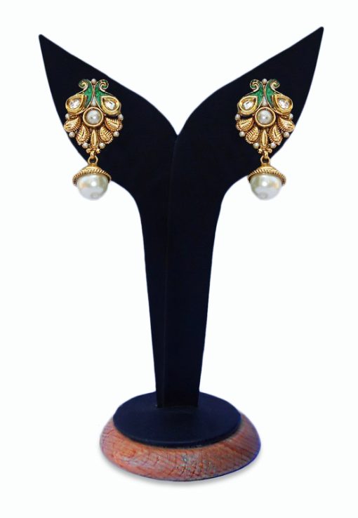 Buy Online Gorgeous White Pearl Designer Wedding Earrings from India-0