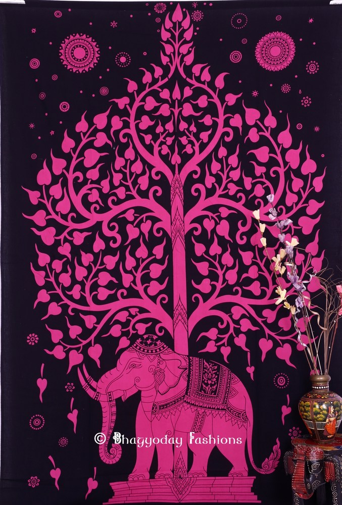 Hippie Tapestry Kit in Rani Color Elephant and Tree Print in High Quality-0