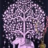 Cheap Light Pink Elephant Mandala Tapestry Kit Wall Hanging from India-0