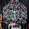 Modern Green and Purple Elephant Mandala Tapestry in Tie Dye From India-0