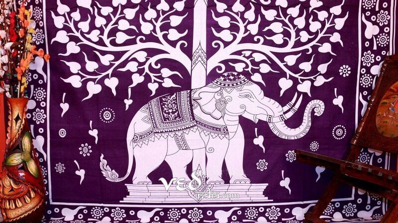 Elephant Mandala Tree Tapestry