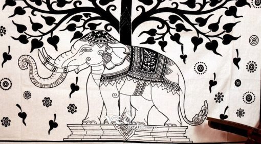 Elephant Tapestry in Black and White from India