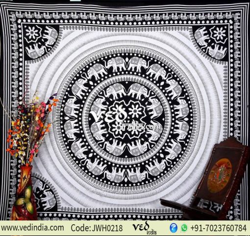 Black & White Elephant Tapestry