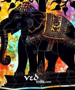 Elephant Tree Tapestry In Black Color