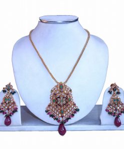 Designer Girls Fancy Pendant Set with Matching Earrings for Special Occasion-0