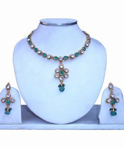Buy Online Fancy Polki Necklace Set with Earrings from India-0