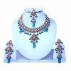 Shop Online Fashionable Polki Necklace Set With Earrings and Tika-0