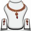 Latest Design Red and Green Stone Jhumkas and Polki Necklace Set -0