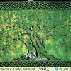 Tree of Life Tapestry in Green Print