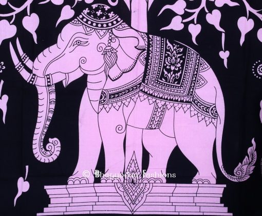 Cheap Light Pink Elephant Mandala Tapestry Kit Wall Hanging from India-1155