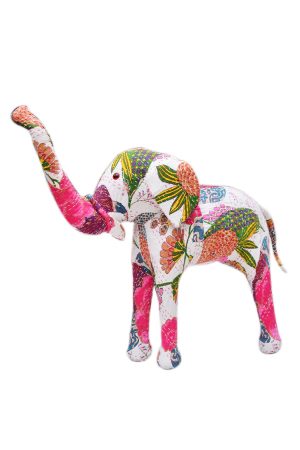 Buy Online Colorful Floral Printed Indian Handmade Elephant With Embroidery-0