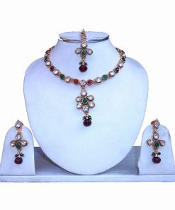 Designer Indian Necklace Jewelry Set With Earrings and Tika from India-0