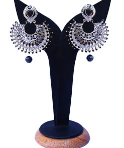 Buy Online Black and White Stone Studded Earrings with from India for Festivals-0