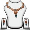 Jaipur Ethnic Polki Jewellery Set with Earrings in Turquoise Stones-0