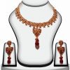 Latest Design Red Stone Fashion Polki Pendant Set From India-0