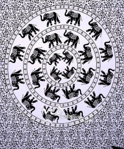 Elephant Tapestry in Black and White