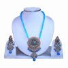 Shop Online Fashionable Polki Pendant Set With Fancy Earrings-0
