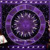 Purple & Black Twin Psychedelic Sun and Moon Tapestry Wall Hanging -0