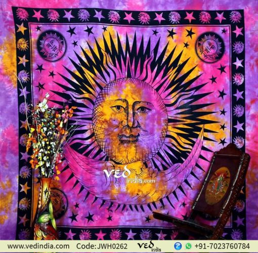 Sun and Moon Indian Tapestry