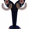 Elegant Red and Green Stones with Golden Beads Studded Ram Leela Earrings-0