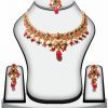 Red and Green Stone Fashion Necklace Set with Earrings for Women-0