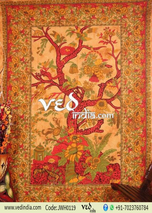 Tree of Life Tapestry in Yellow Color
