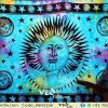 Blue Bohemian Sun and MoonT apestry
