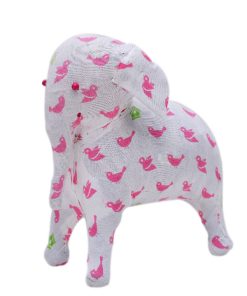 Gorgeous White Soft Stuffed Elephant With Pink Birds Designs-0