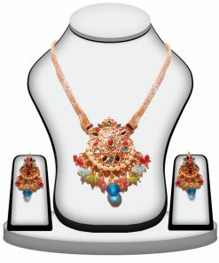 Traditional Ethnic Flower Shape Fashion Jewelry Set in Multi-Color Stone-0