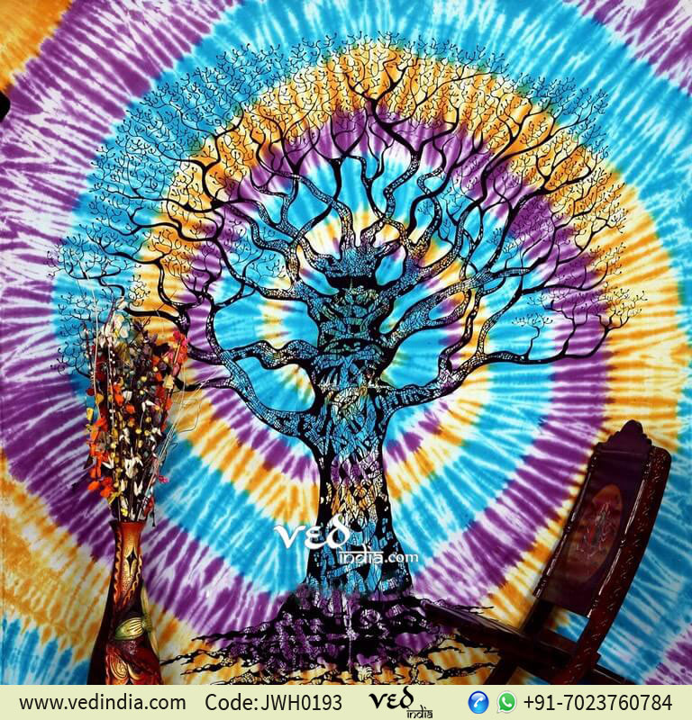 Colorful Tree Tapestry Mandala Hippie Print Wall Hanging Bedspread Room Decor US 