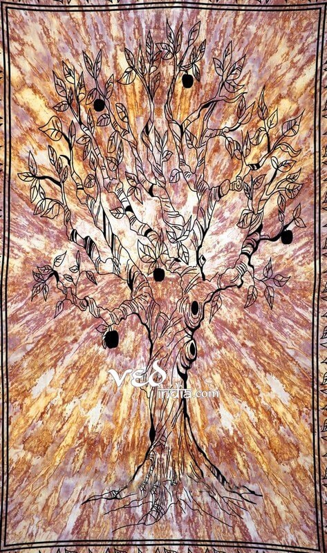 Tree of Life Tapestry in Brown and Yellow