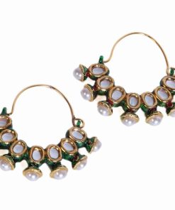 Designer Bali Style Fashion Earrings in Elegant White Kundan Stones-1604