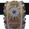 Fancy Designer Polki Chura Bangle in Green and Red Stones for Women-0