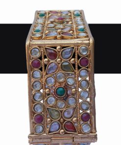 Buy Classy Wedding Bangles with Red, Green and White Stones-0