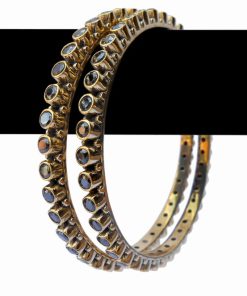 Latest Design Fashion Bangles in Red Color Stones from India-0