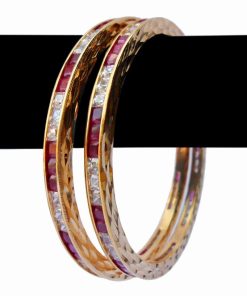 Beautiful Designer Red and White AD Bangles for Special Occasions-0