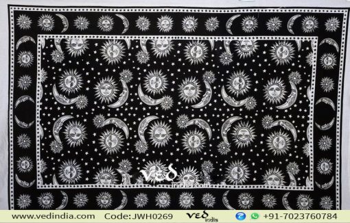Black and White Hippie Sun Tapestry