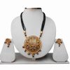 Black Designer Thewa Peacock Necklace Set For Women-0