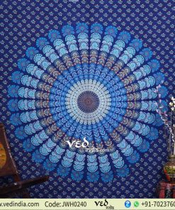 Blue Mandala PeacockTapestry
