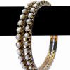 Finely Designer Bridal Bangles with White Pearl Stones and Antique Polish-0