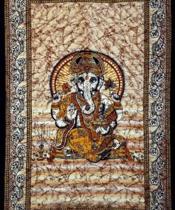 Brown Hindu God Ganesha Print Bohemian Tapestry Wall Hanging-0