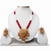 Buy Online Multi-Color Thewa and Polki Pendant Set with Earrings-0