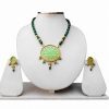 Buy Online Partywear Green Beads Thewa Pendant Set For Women-0