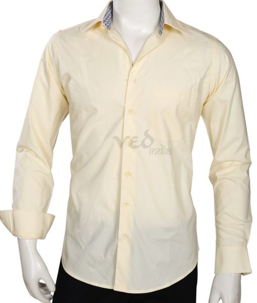 Classy Men’s Party wear Fashion Cotton Shirt in Cream -0
