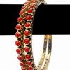 Coral Stones Desire Bridal Bangles from India in Pretty Pattern-0